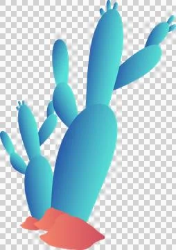 Gradient cactus-like plant is growing on red-orange base in 3D render style, Illustrazione stock