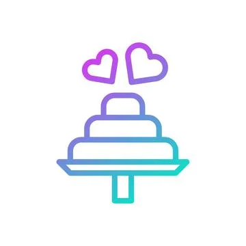 Gradient Cake Icon with Hearts for Wedding Design Stock Illustration