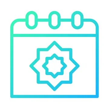 Gradient Calendar Icon with Islamic Star Design Stock Illustration