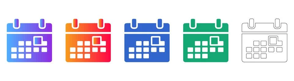Gradient Calendar Icons Set for Scheduling Illustrazione stock