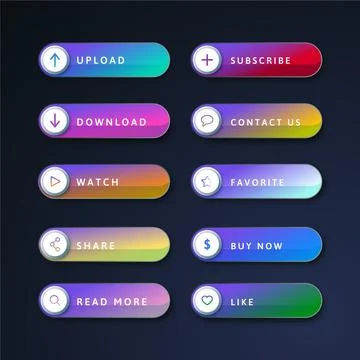 Gradient call to action button pack Stock Illustration