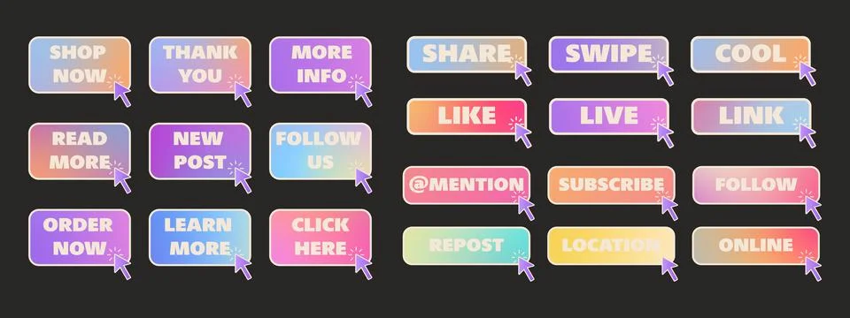 Gradient call to action buttons. Modern vector elements for website design. Stock Illustration