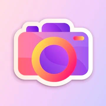 Gradient camera vector sticker template for printing. Stock Illustration