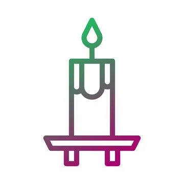 Gradient Candle Icon with Burning Flame Graphic Stock Illustration