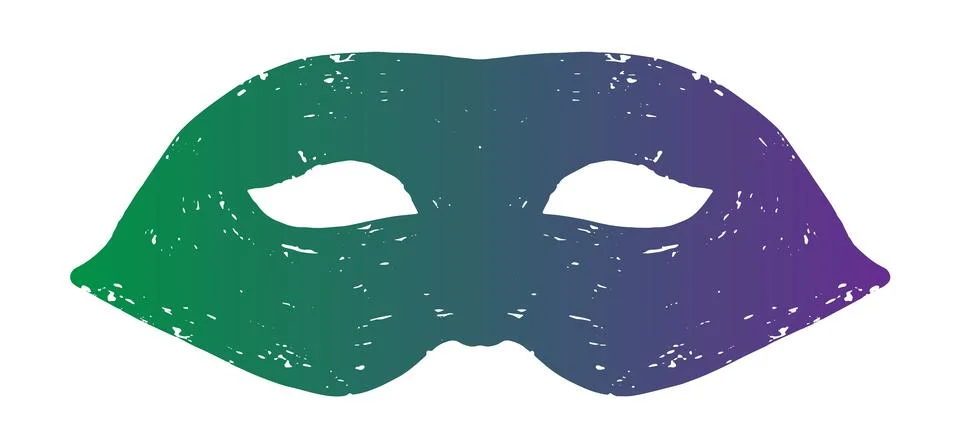 A gradient carnival mask with a vintage texture. A symbol of masquerade, cele Stock Illustration