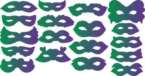 A gradient carnival mask with a vintage texture. A symbol of masquerade, cele Stock Illustration