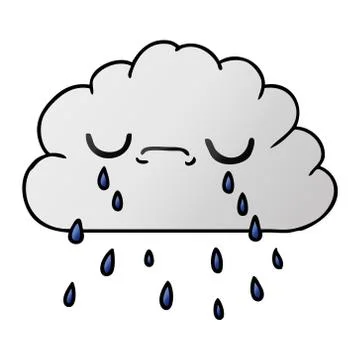 Gradient cartoon of cute crying cloud Stock Illustration