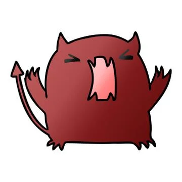 Gradient cartoon of a cute kawaii devil Stock Illustration