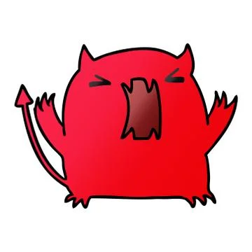 Gradient cartoon of a cute kawaii devil Stock-Illustration