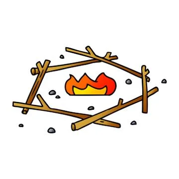Gradient cartoon doodle of a camp fire Stock Illustration