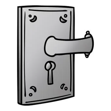 Gradient cartoon doodle of a door handle Stock Illustration