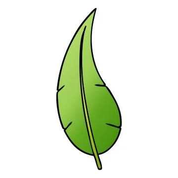 Gradient cartoon doodle of a green long leaf Illustrazione stock