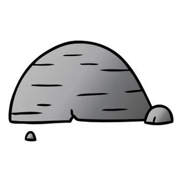 Gradient cartoon doodle of grey stone boulder Illustrazione stock