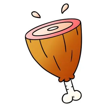 Gradient cartoon doodle of a joint of ham Stock Illustration