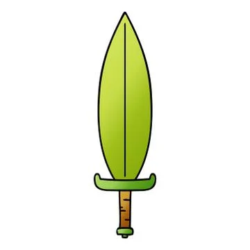 Gradient cartoon doodle of a magic leaf knife Illustrazione stock