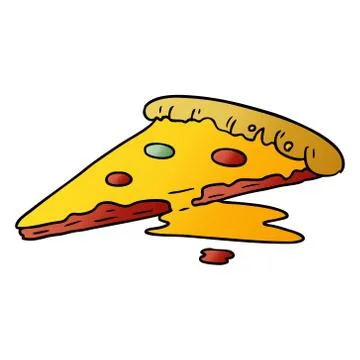 Gradient cartoon doodle of a slice of pizza Stock Illustration