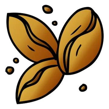 Gradient cartoon doodle of three coffee beans Stock Illustration