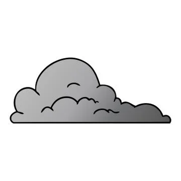 Gradient cartoon doodle of white large clouds Stock Illustration
