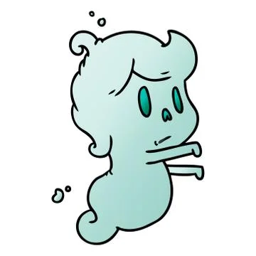 Gradient cartoon of a kawaii cute ghost Stock Illustration