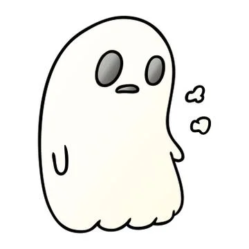 Gradient cartoon of a kawaii cute ghost Stock Illustration