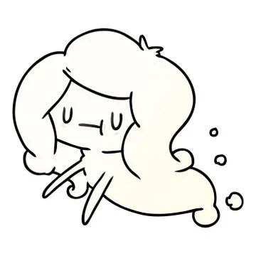 Gradient cartoon of a kawaii cute ghost Ilustração Stock