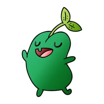 Gradient cartoon kawaii cute sprouting bean Stock Illustration
