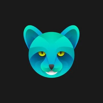 Gradient cat head minimal abstract colorful logo illustration Stock Illustration