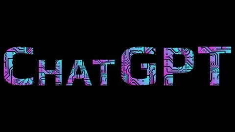 Gradient ChatGPT text from PCB tracks isolated on black background. Stock Illustration