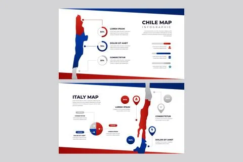 Gradient chile map infographic Stock Illustration