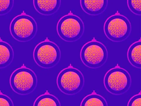 Gradient Christmas balls seamless pattern. Outline of a Christmas ball with a Illustrazione stock