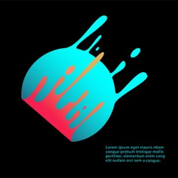 Gradient circle with abstract liquid splash shape, water drops flowing in the Stock Illustration