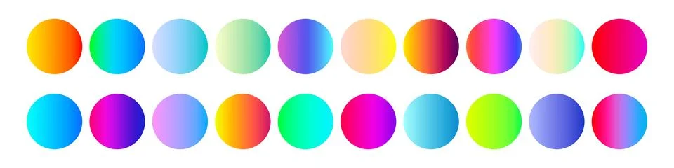 Gradient circle in blue and round color shades, neon and purple sphere palett Stock Illustration