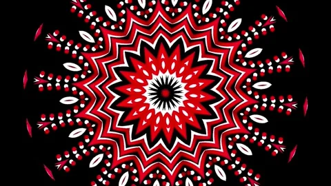 Gradient circle flower art pattern batik ethnic dayak ornament for animation ads Stock Footage 301066151