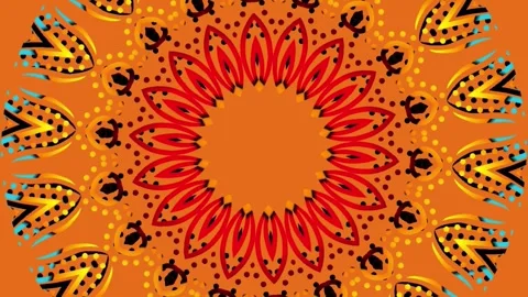 Gradient circle flower art pattern batik ethnic dayak ornament for animation ads Stock Footage 301066797