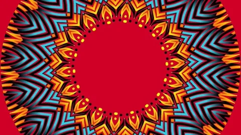 Gradient circle flower art pattern batik ethnic dayak ornament for animation ads Stock Footage 301067341