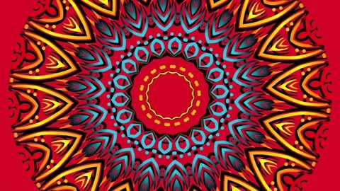 Gradient circle flower art pattern batik ethnic dayak ornament for animation ads Stock Footage 301067412