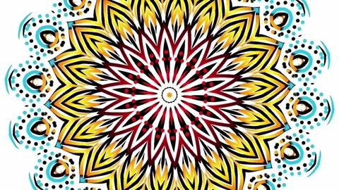 Gradient circle flower art pattern batik ethnic dayak ornament for animation ads Stock Footage 301067795