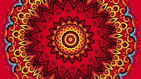 Gradient circle flower art pattern batik ethnic dayak ornament for animation ads Stock Footage 301067815
