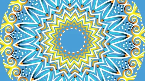 Gradient circle flower art pattern batik ethnic dayak ornament for animation ads Stock Footage 301068636