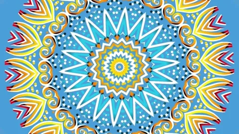 Gradient circle flower art pattern batik ethnic dayak ornament for animation ads Stock Footage 301068948