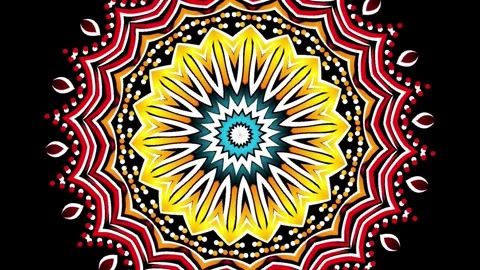 Gradient circle flower art pattern batik ethnic dayak ornament for animation ads Stock Footage 301069160