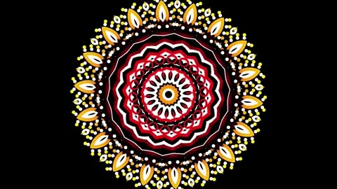 Gradient circle flower art pattern batik ethnic dayak ornament for animation ads Stock Footage 301069469