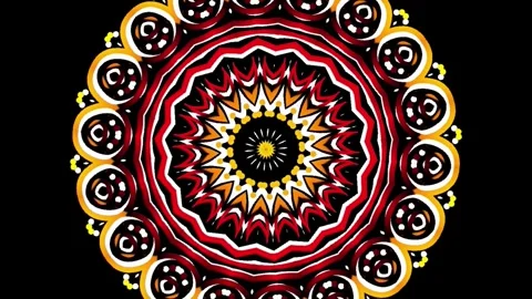 Gradient circle flower art pattern batik ethnic dayak ornament for animation ads Stock Footage 301069472