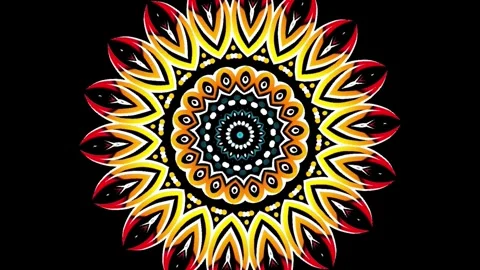 Gradient circle flower art pattern batik ethnic dayak ornament for animation ads Stock Footage 301069676