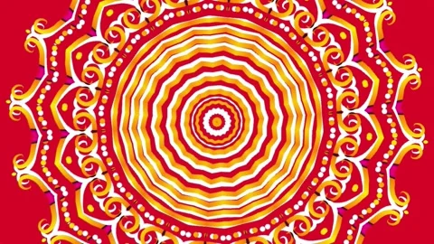 Gradient circle flower art pattern batik ethnic dayak ornament for animation ads Stock Footage 301069967