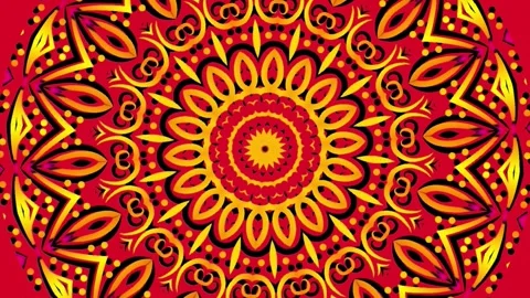 Gradient circle flower art pattern batik ethnic dayak ornament for animation ads Stock Footage 301070113
