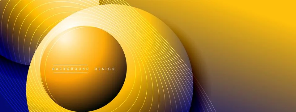 Gradient circles with shadows. Vector techno abstract background. Modern Stock Illustration