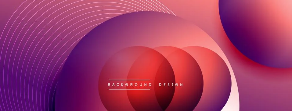 Gradient circles with shadows. Vector techno abstract background. Modern Stock Illustration