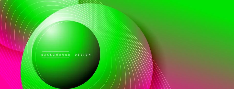 Gradient circles with shadows. Vector techno abstract background. Modern Stockillustratie