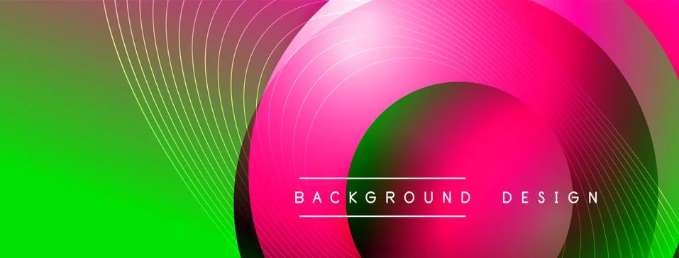Gradient circles with shadows. Vector techno abstract background. Modern Illustrazione stock